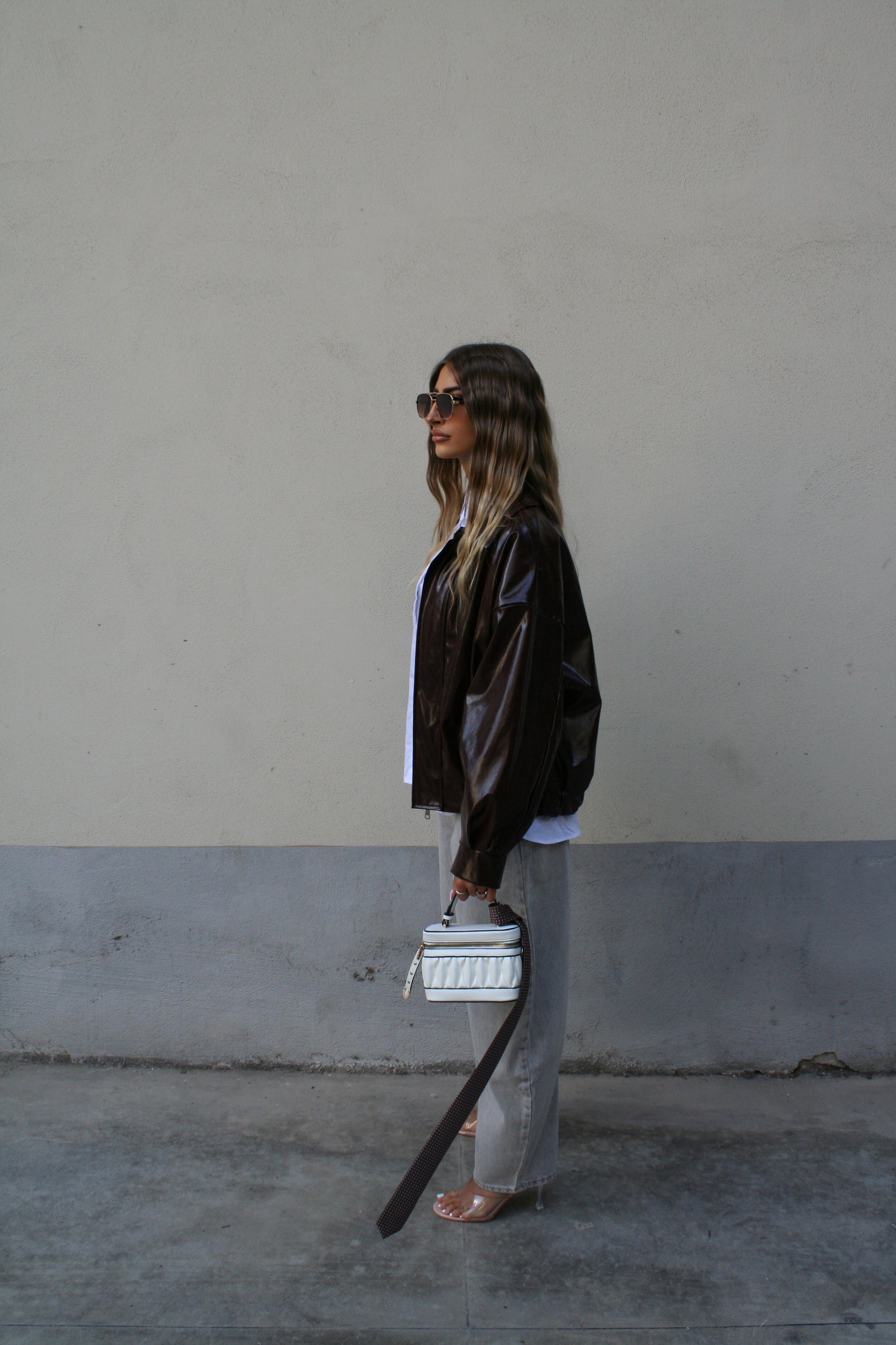 Giacca in Vernice Cioccolato